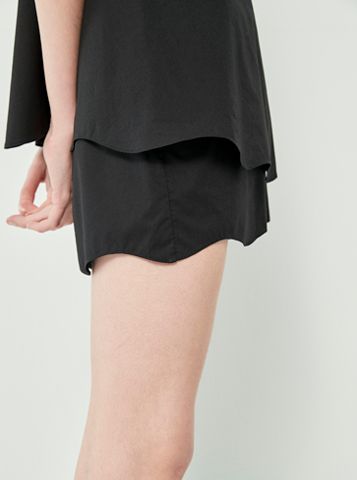 Quần Short Nữ Dáng Suông Lượn Sóng Viền - Màu Đen