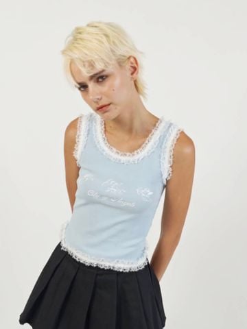 Áo Tank Top Xanh Viền Ren City Of Angels