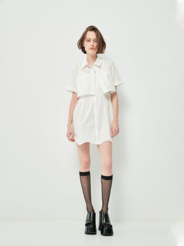 Váy hai dây có nút màu trắng